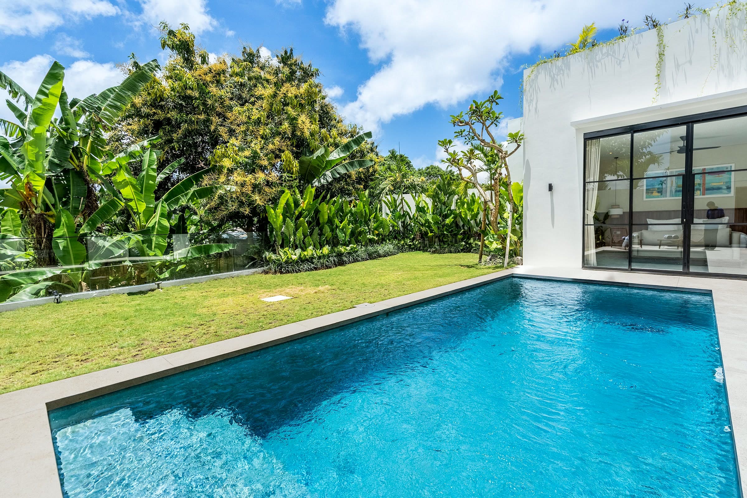 Villa Rice Two exterior and pool at twilight